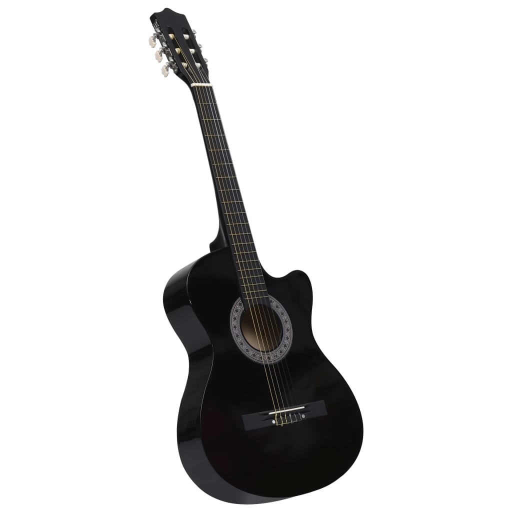 12 Piece Western Acoustic Guitar Set with 6 Strings Black 38"